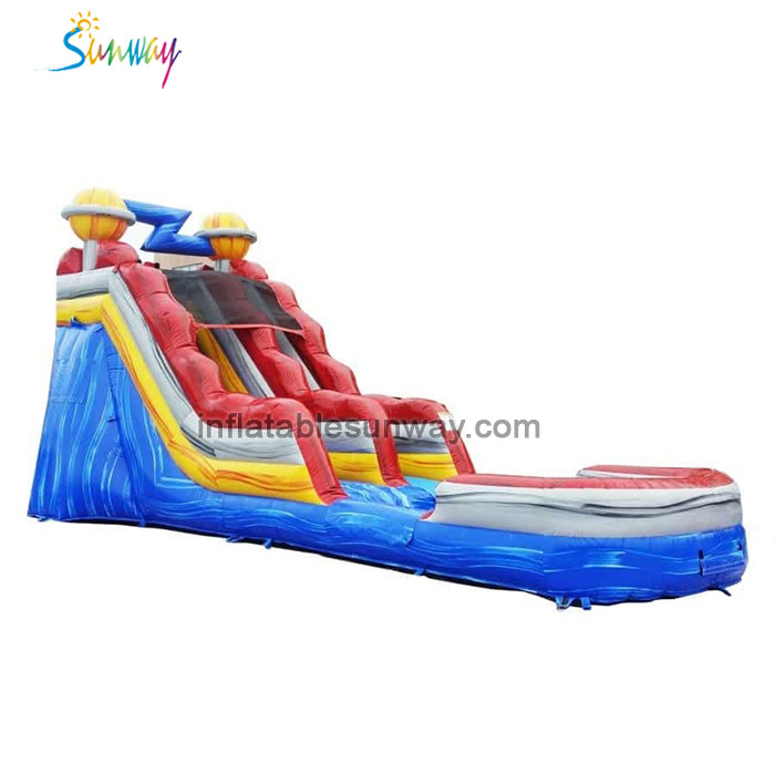Giant inflatable slide with pool